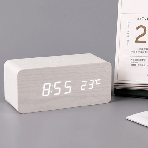 Free 2-day shipping. Buy The Most Advanced Digital Wooden Alarm Clock With Wireless Charging Function, 3 Alarm LED Displays, Multifunctional Digital Alarm Clock, Bedroom, Bedside Table, Children at Walmart.com Led Alarm Clock, Desk Alarm Clock, Sound Control, Bedroom Bedside Table, Charging Pad, Tabletop Clocks, Digital Thermometer, Wireless Charging Pad, Digital Clocks