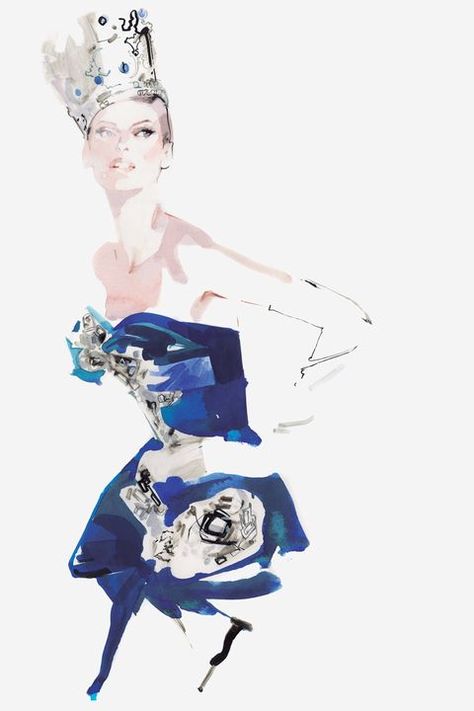 David Downton Fashion Illustration, David Downton Illustration, David Downton, Watercolor Face, Michelle Dockery, Woman Sketch, Influential Women, Watercolor Fashion, Fashion Illustration Sketches