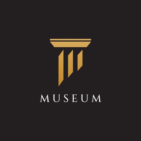 Museums, museum columns, museum lines, museum pillar logos. Museums with minimalist and modern concepts. Logos can be used for companies, museums and businesses. Pillar Logo Design, Pillar Branding, Dove Logo Design, Pillar Logo, Art Gallery Logo, Vr Logo, Desain Ux, Gallery Logo, Creative Logo Design Art