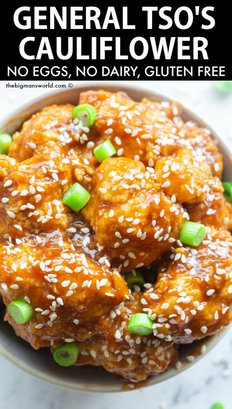 General Tso's Cauliflower, Sesame Cauliflower, Cauliflower Recipes Healthy, Cauliflower Dishes, Sweet And Spicy Sauce, Better Than Takeout, General Tso, Vegan Cauliflower, Healthy Baked