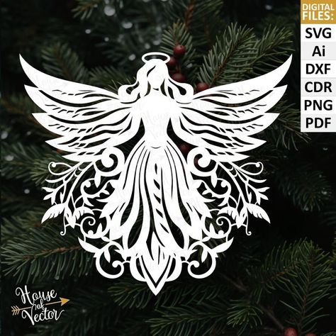 Angel Shape Template, Christmas Angels Images, Christmas Laser Cut Ideas, Christmas Angels Diy, Paper Angels, Die Cut Christmas Cards, Angel Clipart, Angel Vector, Papercut Art