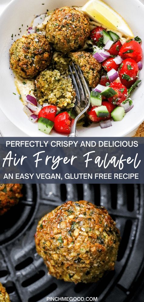 Airfryer Healthy, Air Fryer Falafel, Gluten Free Falafel, Healthy Air Fryer, Falafel Recipe, Air Fryer Healthy, Canned Chickpeas, Middle Eastern Recipes, Diy Schmuck