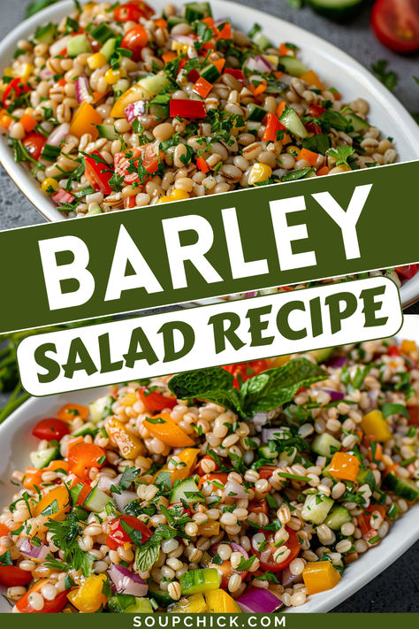 Barley Salad Recipe Hardy Healthy Dinners, Barley Corn Salad, Pearled Barley Salad, Vegan Barley Salad, Barley Salad Recipes Cold, Italian Barley Salad, Pearl Barley Recipes Vegetarian, Greek Barley Salad, Barley Bowl Recipe