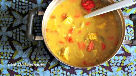 Red Peas, Corn Soup Recipes, Jamaican Cuisine, Trini Food, Jamaican Dishes, Savory Foods, Jamaican Food, Caribbean Food, Corn Soup