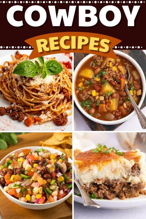 Western Recipes Dinners, Western Meals Dinners, Cowboy Potluck Ideas, Wild West Appetizers, Cowboy Cooking Recipes, Wild West Recipes, Wild West Dinner Party, Cowboy Crockpot Recipes, Western Dishes Recipes