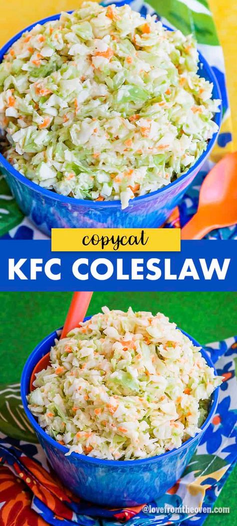 Easy KFC Coleslaw Recipe Copycat. This tastes EXACTLY like the coleslaw from Kentucky Fried Chicken, my husband was totally fooled by it! #coleslaw #picnic #potluck #bbq #recipes #sidedishes #lftorecipes #kfc #kentuckyfriedchicken #copycatrecipe Easy Homemade Coleslaw, Kfc Copycat Coleslaw, Kfc Cole Slaw Recipe Easy, Copycat Kfc Coleslaw Recipe, Coleslaw Recipes Easy, The Best Coleslaw Recipe, Kfc Coleslaw Recipe Copycat, Kfc Coleslaw Recipe Easy, Copycat Coleslaw