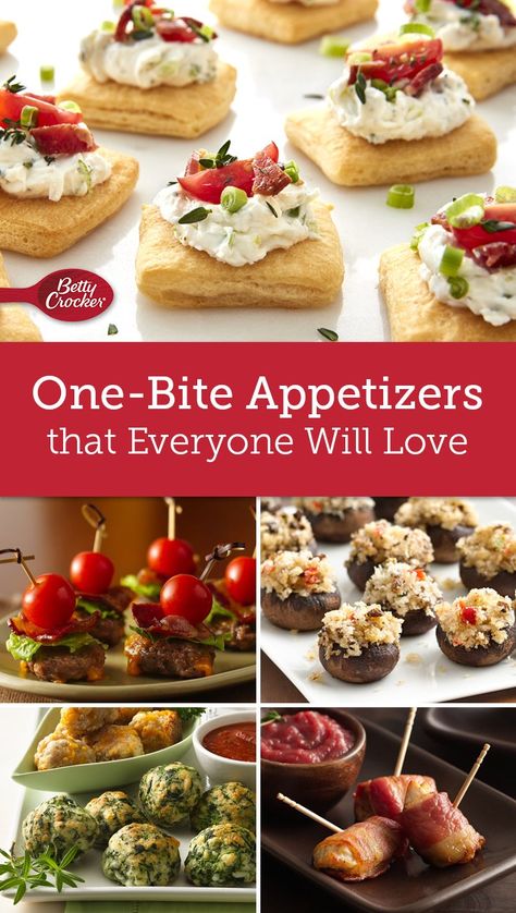 Think mini! These small bites are perfect for mixing and mingling at parties. And best of all, each recipe makes a big batch. Big Batch Appetizers, Appetizers For Small Get Together, Heavy Appetizers Christmas, Baked Appetizers For Party, Light Appetizer Recipes, Small Bite Appetizers For Party, Light Appetizers For Party, Light Finger Foods, Heavy Appetizers Party