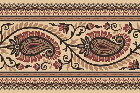 paisley pattern background Geometric ethnic oriental ikat seamless pattern traditional Design for background, carpet, wallpaper, clothing, wrapping, Batik, fabric, illustration embroidery style. Textile Border Design Patterns, Paisley Border Design, Traditional Border Design, Aztec Pattern Art, Flower Pattern Background, Textile Border, Illustration Embroidery, Carpet Wallpaper, Fabric Illustration