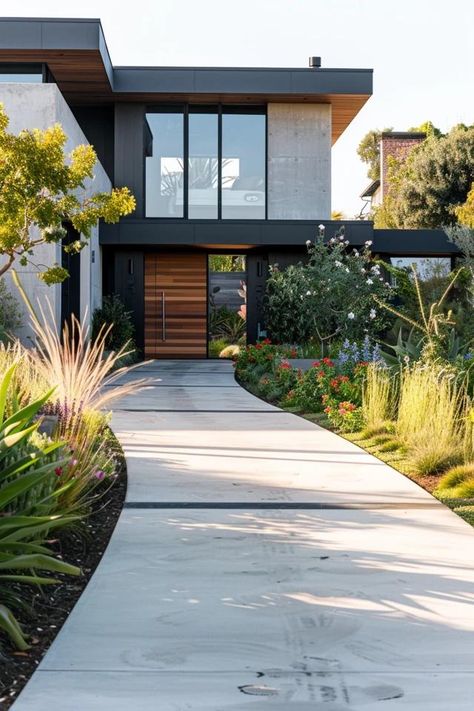 Simple Concrete Driveway Ideas for Home Appeal Concrete Driveways Ideas Cement, Cement Driveway Ideas, Modern Driveway Design, Paver Driveway Ideas, Modern Driveway Ideas, Concrete Driveway Ideas, Backyard Floor, Home Driveway, Cement Driveway