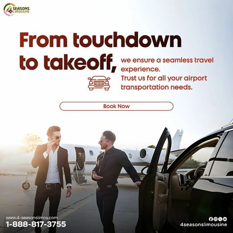 Embark on a journey of luxury and convenience with 4Seasons Limos. Our commitment to excellence ensures a seamless transition from touchdown to takeoff, providing you with unmatched comfort and reliability for all your airport transportation needs. Sit back, relax, and trust us to elevate every aspect of your travel experience. Book now and discover the difference firsthand. ✈️ 📍Visit our website www.4-seasonslimos.com or give us a call at 1-888-817-3755. ✨ #4seasonslimos #chaffeurserv... Airport Transportation, Seamless Transition, Sit Back, A Call, Travel Experience, Transportation, Books, Travel, Quick Saves