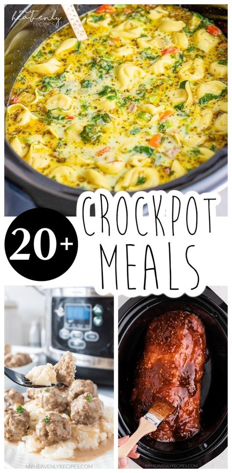 Easy Crockpot Meals- 20+ best crockpot dinner ideas for families. Yummy slow cooker meal ideas. Some feed large family/crowd. Pastas, meats, and soup recipes. Crock pot meals for kids and adults. Party crockpot meals and potlucks. Crock Pot Meals For Kids, Soup Recipes Crock Pot, Favorite Crockpot Meals, Slow Cooker Party Food, Potluck Recipes Crockpot, Slow Cooker Meal Ideas, Slow Cooker Dinner Ideas, Dinner Ideas For Families, Crockpot Dinner Ideas