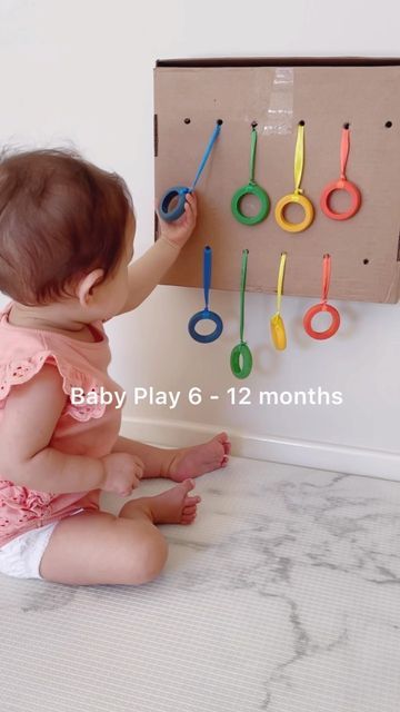 6 Months Play Ideas, Baby Sensory Board 6 Months, Montessori Playroom 6-12 Months, 6 To 9 Months Activities, Diy Toys For Babies 6-12 Months, Baby Activities 9-12 Months, Montessori Activities 8 Month Old, Montessori 6-12 Months, Activity For 8 Month Old Baby