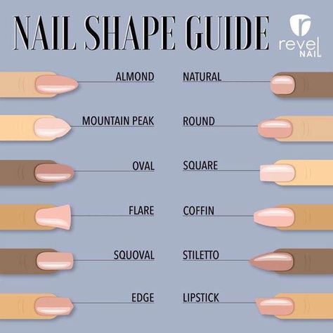 Nail Shape Guide, Types Of Nails Shapes, Revel Nail Dip Powder, Opal Nails, Acrylic Nail Shapes, Different Nail Shapes, Powder Manicure, Nagel Inspo, Dip Powder Nails