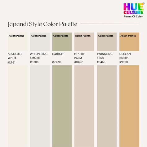 Japanese House Color Palette, Japanese Minimalist Color Palette, Muji Theme House, Scandinavian Colour Palette Inspiration, Japandi Pallete, Muji Color Palette, Japandi Yellow, Japandi Wall Colors, Japandi Essentials