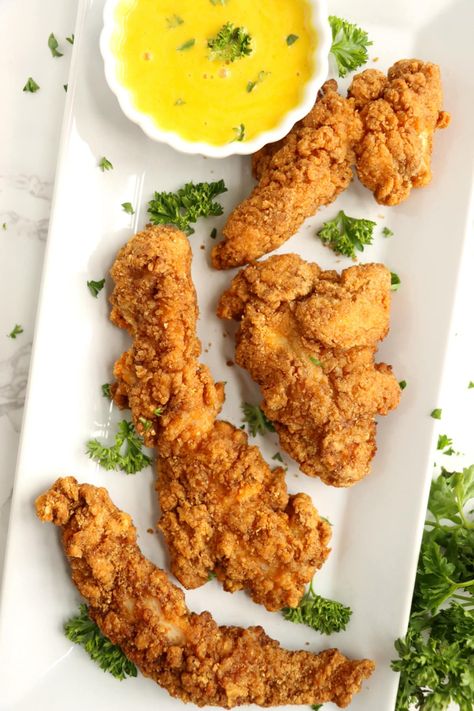 Air Fryer Tyson Crispy Chicken Strips - Kitchen Divas Chicken Strips Air Fryer, Crispy Chicken Strips, Sports Party Food, Frozen Sweet Potato Fries, Tyson Chicken, Popcorn Chicken Recipe, Fried Chicken Strips, Freeze Sweet Potatoes, Crispy Chicken Recipes