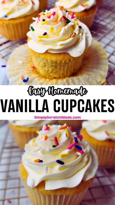 Basic Cupcakes, Best Vanilla Cupcakes, Best Vanilla Cupcake Recipe, Basic Cupcake Recipe, Homemade Vanilla Cupcakes, Homemade Cupcake Recipes, Easy Vanilla Cupcakes, Moist Vanilla Cupcakes, Cupcake Recipes From Scratch