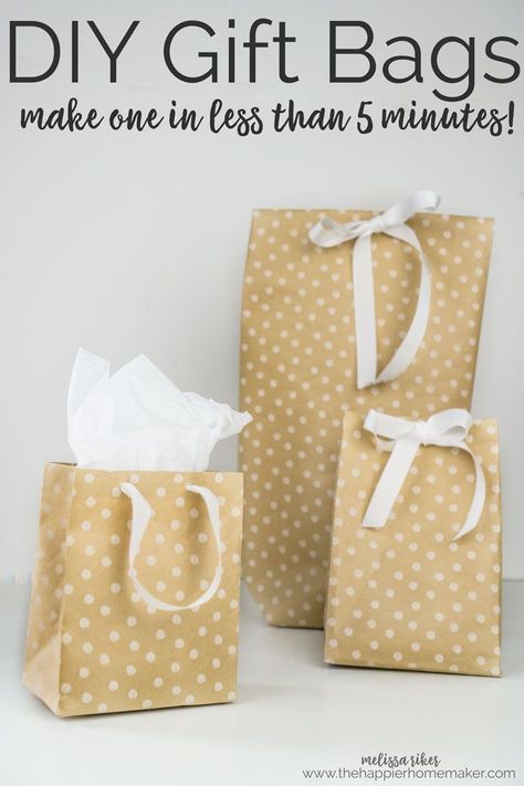 It's easy to make your own DIY Gift Bags in under 5 minutes using wrapping paper, tape and ribbon! Perfect for Christmas or wrapping oddly shaped presents! Bag Out Of Wrapping Paper, Diy Gift Bags From Wrapping Paper, Diy Bag And Purse, Diy Gift Bags Paper, Make A Gift Bag, Diy Gift Bags, Homemade Gift Bags, Diy Gift Bag, How To Make A Gift Bag