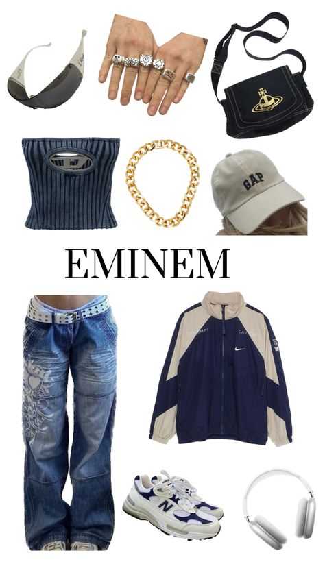 Eminem, rapper, outfit, fashion, baggy, swaggy, swag, nike, jewlery, clothes, inspo, inspiration, fashionboard, board Rapper Outfit, Eminem Girls, Cargo Outfits Women, Eminem Rapper, Outfits 2000s Style, Eminem Style, Fashion Baggy, Cargo Outfit, Trendy Outfit Inspo