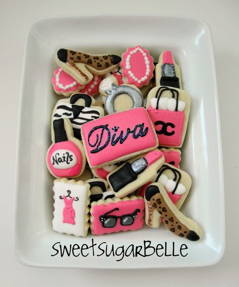 For the Diva! | The Sweet Adventures of Sugar Belle Diva Cakes, Diva Party, Glamour Party, Cookie Bouquet, The Diva, Cookie Inspiration, Beautiful Cookies, Cut Out Cookies, Cute Cookies