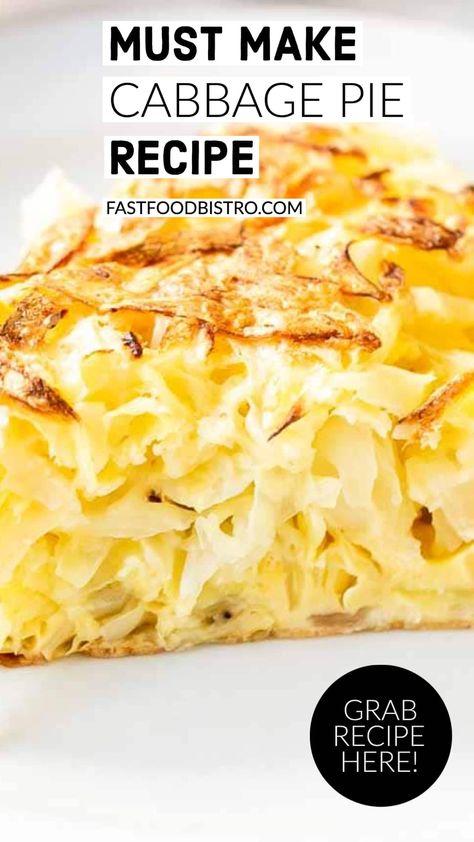 Want to make a great vegetable dish try this cabbage pie. Easy to make and great to serve as snack or as a side dish. Meals With Cabbage As A Side, What Can I Make With Cabbage, Cabbage Pie Casserole, Cabbage Pie Recipes, Cabbage Pizza Crust Recipe, Cabbage Crust Pizza, Cheesy Baked Cabbage Wedges, Cabbage Side Dishes, Cabbage Ideas