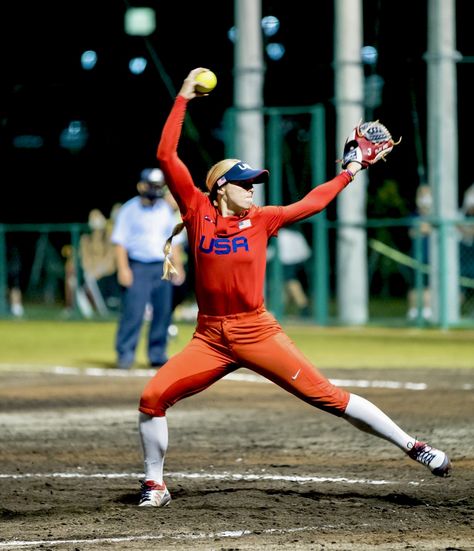 Monica Abbott #14, pitcher, 2021 USA Women’s National Softball Team Volleyball Clubs, Usa Women, Girls Softball, Softball Team, Softball, Volleyball, Basketball Court, Baseball