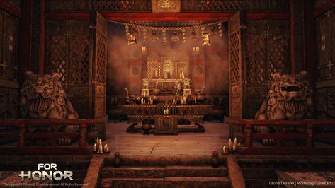 ArtStation - For Honor - Temple Garden - shrine, Laurie Durand Garden Shrine, Scenery Reference, Garden Map, Order Of The Dragon, Colour Mood, Shrines Art, Moonless Night, Temple Gardens, Asian Architecture