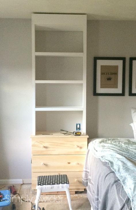 Ikea tarva hack Ikea Small Bedroom, Ikea Bedroom Storage, Ikea Hack Bedroom, Ikea Built In, Bedroom Built Ins, Bedroom Hacks, Ikea Bedroom, Ikea Furniture Hacks, Bedroom Remodel