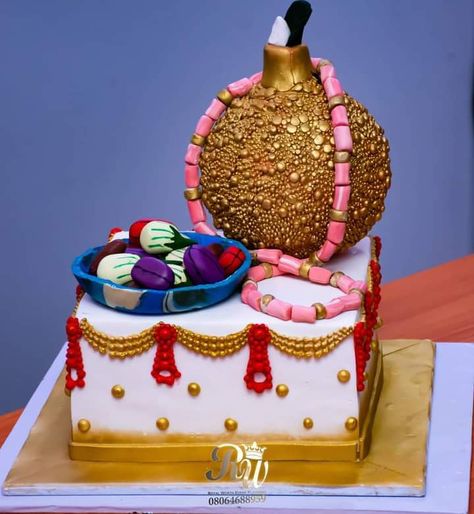 Traditional Marriage Cake Design, Traditional Marriage Cakes In Nigeria, Igbo Traditional Wedding Cake, Traditional Wedding Cakes In Nigeria, Traditional Cakes Wedding African, Naija Babe, Marriage Cake, African Wedding Cakes, Cake Samples