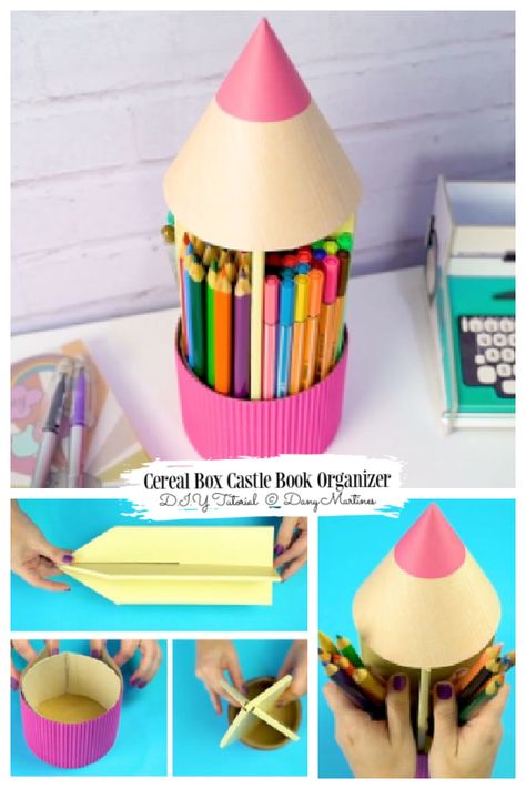 Ways to Recycle Cardboard into Desk Organizer-Video Tutorial Diy Desk Organization, Recycle Cardboard, Diy Candyland, Carton Diy, Diy Pencil Case, Desk Organization Diy, Cardboard Crafts Diy, Cute Craft, Cardboard Box Crafts