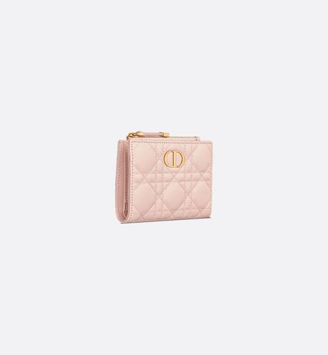 Dior Caro Dahlia Wallet Powder Pink Supple Cannage Calfskin | DIOR Dior Caro, Dior Star, Dior Book Tote, Star Shoes, Wallet Pouch, Backpack Tote Bag, Dior Wallet, Silver Cufflinks, Fashion Jewelry Earrings