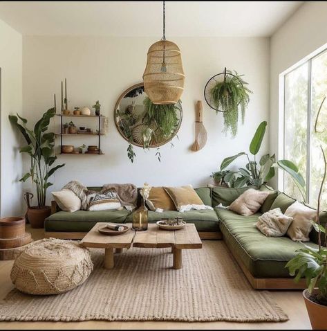 Minimalist Bohemian Living Room, Sofa Styles, Earthy Living Room, Living Room Scandinavian, Hus Inspiration, Living Room Green, Bohemian Living Room, Boho Interior, Decor Home Living Room