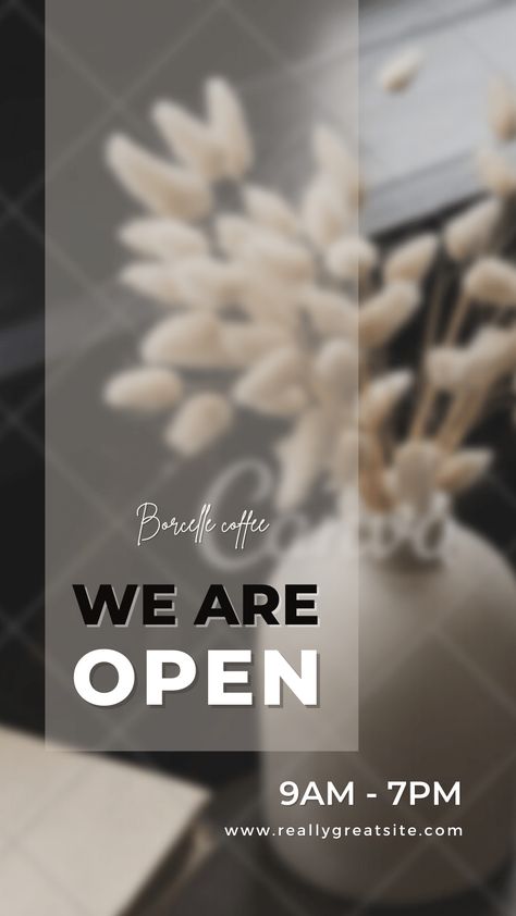 Instagram Story Canva Template Ig Story Business Ideas, We Are Open Instagram Story, Story Opening Ideas, New Store Opening Instagram Post, Instagram Story Ideas Canva, We Are Open For Business Posts, Minimal Story Instagram, We Are Open Instagram Post, We Are Open Poster