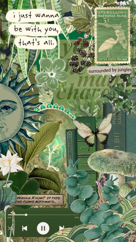 Green Collage Desktop Wallpaper, Shuffles Collage, Pretty Collage, Forest Collage, Green Bg, Forest Designs, Jungle Life, Collage Inspiration, Retro Wallpaper Iphone