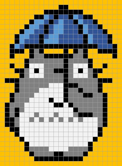 Totoro pixel quilt Grille Pixel Art, Image Pixel Art, Pixel Art Minecraft, Pixel Quilting, Modele Pixel Art, Easy Pixel Art, Art Perle, Pixel Art Templates, Perler Art