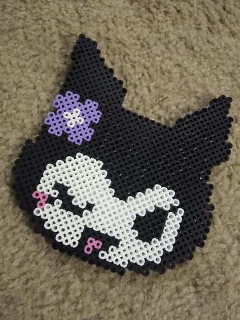 Kuromi by tiffawa - Kandi Photos on Kandi Patterns Melty Bead Patterns Sanrio, Kuromi Pearl Beads, Kuromi Perler Beads Pattern, Kuromi Hama Beads, Kuromi Beads, Kuromi Kandi, Kuromi Perler Beads, Sanrio Perler Beads, Sanrio Perler Bead Patterns