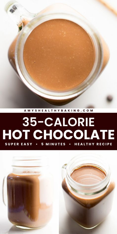 A Christmas beverage recipe with only 35 calories! This easy holiday drink is also gluten free, sugar free, and clean eating. Sweet and creamy with a fun flavor option, this low calorie hot chocolate is perfect on a chilly day! Low Cal Hot Chocolate Recipe, Calorie Free Drinks, Sugar Free Hot Cocoa Mix Recipe Dry, Healthier Hot Chocolate Recipe, Homemade Sugar Free Hot Chocolate, Sugar Free Hot Chocolate Recipe, Low Sugar Hot Chocolate Recipe, Low Cal Hot Chocolate, Sugar Free Hot Chocolate Mix Recipe Dry