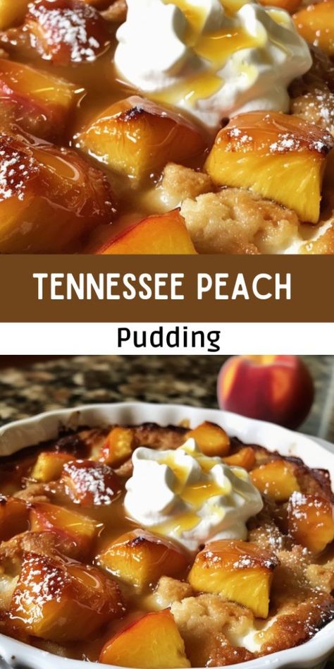 Tennessee Peach Pudding Tennessee Peach Pudding 12 Tomatoes, Sticky Peach Cobbler Pudding, Peach Pudding Recipes, Tennessee Peach Pudding, Lazy Cake Cookies, Peach Pudding, Pineapple Pudding, Lazy Cake, Friends Kitchen