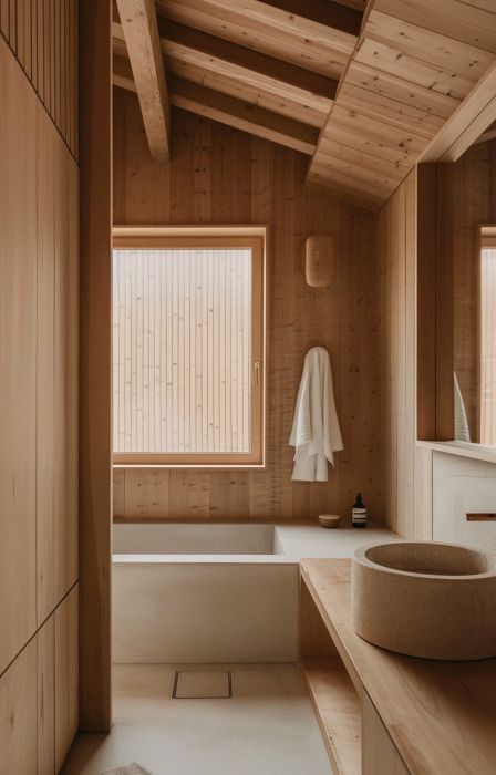 Salle de bain japandi : Inspirez-vous de ces espaces apaisants Wabi Sabi Bathroom, Japandi Bathroom, Japandi Bedroom, Japandi Interiors, Japandi Interior, Style Japonais, Farmhouse Bathroom, Home Reno, Bathroom Styling