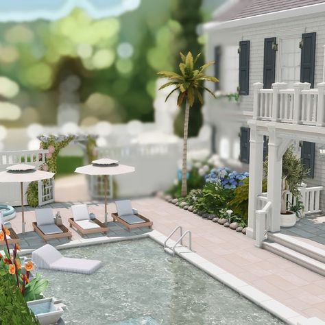 marilynjeansims / #sims 4 interior Sims 4 Aesthetic Cc, Sims 4 Interior, Sims 4 Aesthetic, Hamptons Furniture, 4 Aesthetic, Coastal Exterior, Hamptons Home, San Myshuno, Sims 4 Cas Mods