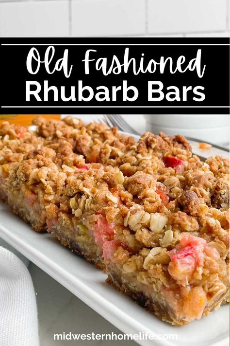 Brown Sugar Rhubarb Cookies, Rhubarb Oatmeal Bars, Rhubarb Bars Recipes, Brown Sugar Oatmeal Cookies, Oatmeal Cookie Crust, Rhubarb Desserts Recipes, Oatmeal Crumble Topping, Rhubarb Crunch, Rhubarb Oatmeal