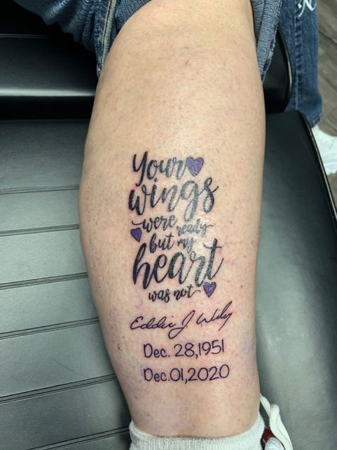 Lost Loved Ones Tattoo, Rip Tattoos, Tattoos For Dad Memorial, Husband Tattoo, Rip Tattoo, Wife Tattoo, Heartbeat Tattoo, Hip Tattoos, Remembrance Tattoos