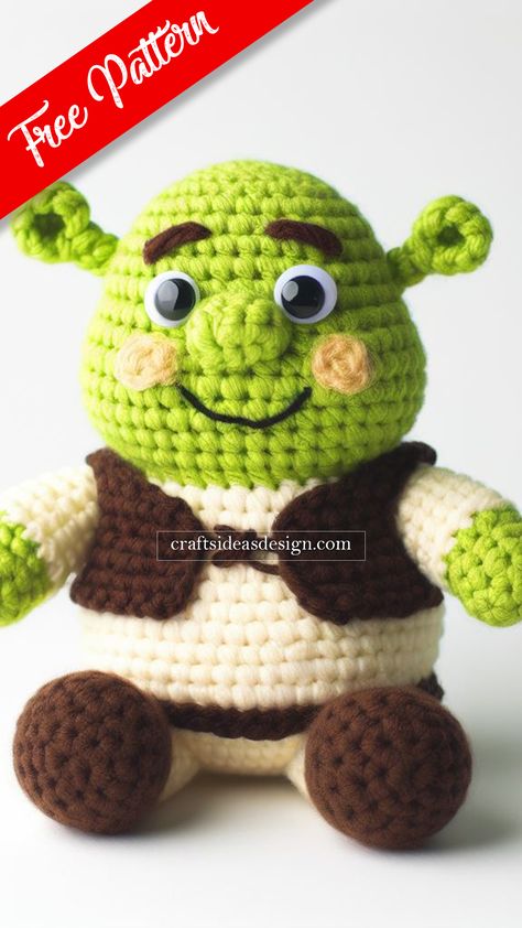 Shrek Amigurumi Shrek Amigurumi, Disney Crochet Patterns, Amigurumi Minta, Crochet Toys Free, Crochet Lovey, Crochet Disney, Pola Amigurumi, Crochet Animals Free Patterns, Crochet Amigurumi Free Patterns