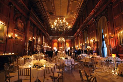 Love this romantic winter ballroom with candlelight, photo by Merri Cyr Weddings  | via junebugweddings.com Vintage Ballroom Wedding, Ivory Centerpieces, Wedding Ballroom Decor, Ballroom Decor, Gobo Lighting, Candlelight Wedding, Great Gatsby Themed Wedding, Candle Lit Wedding, Gatsby Wedding Theme