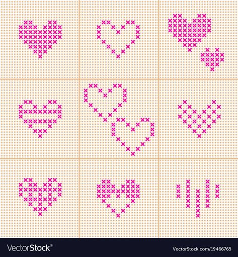 Corak Sulaman, Cross Stitch Beginner, Cross Stitch Fonts, Small Cross Stitch, Pola Kristik, Cross Stitch Heart, Mini Cross Stitch, Pola Sulam, Cross Stitch Borders