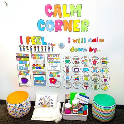 Effectively Implement a Calm Corner in your Classroom in 6 Steps￼ - The Social Emotional Teacher Classroom Calm Down Corner, Calm Down Kit, School Counseling Activities, Calm Corner, Emotions Cards, Calming Corner, Big Emotions, Growth Mindset Activities, Calm Down Corner