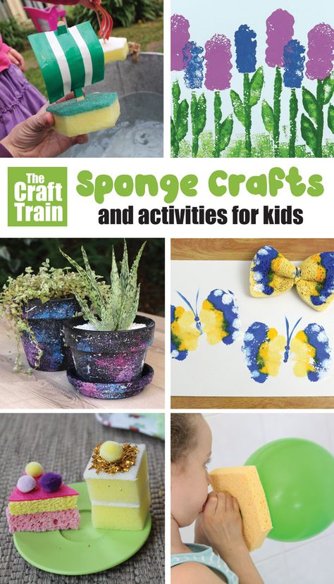 10 sponge crafts and activities for kids – make DIY toys, Stem projects, gift ideas and artworks all from SPONGES. So easy and fun! #sponges #kidscrafts #kidsactivities #creativefun #thecrafttrain #diytoys #kidsart #spongeprinting #stemcrafts #thecrafttrain Sponge Crafts Diy, Sponge Crafts, Crafts And Activities For Kids, Stem Crafts, Toys Art, Painting Activities, Crafts Room, Easy Arts And Crafts, Crafts For Seniors