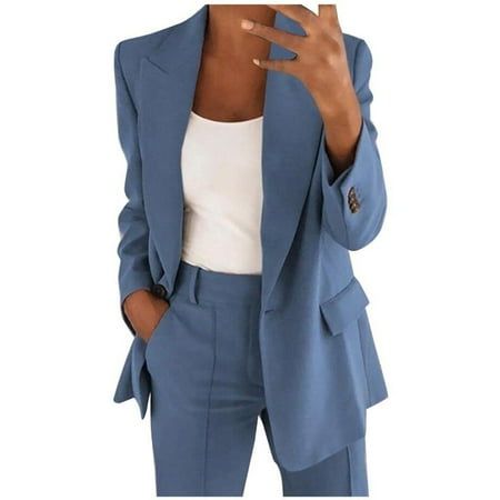 Women Solid Long Sleeve Office Coat Cardigans Suit Long Jacket Tops Features: 1.It is made of high quality materials,durable enought for your daily wearing. 2.Very cool to wear , very new to appearance. 3.Comfortable and pleasant, can wear personality at home or at work. 4.This lightweight, tops is perfect for those Comfortable days! 5.Keep improving in order to make your clothes more comfortable. Product Description: Season:Four Seasons Gender:Women Occasion:Home,Daily Material:Polyester Style: Running Outfits For Women, Womens Sets, Blazer Casual, Outfits Dressy, Slim Fit Blazer, Elegant Blazers, Ladies Blazer, Blazer Jackets For Women, Pant Suits