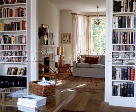 built in bookcases Ikea Small Bedroom, Modern Victorian Living Room, Modern Victorian Decor, Victorian Living Room, Open Plan Kitchen Living Room, Open Plan Living Room, Ideas Ikea, Front Rooms, Modern Victorian