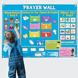 WATINC 37Pcs Prayer Wall Felt Story Board Set with Prayer Story Card, Prayer Felt Bulletin Board Accessories, Religious Flannel Felt Board Stories for Preschool Kids Classroom Sunday School Home Classroom Prayer Wall, Preschool Sunday School Classroom Decor, Sunday School Classroom Set Up, Sunday School Classroom Ideas, Sunday School Bulletin Boards, Sunday School Prayer, Classroom Prayer, Sunday School Classroom Decor, Bulletin Board Accessories