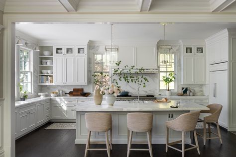 Reworking the Floor Plan in This Cape Cod-Style House Gave a Family the Kitchen of Their Dreams - Marin Magazine Cape Style House, Cape Cod Style House, Interior Columns, Cape Cod Style, Stone Interior, Timeless Interiors, Kitchen Island With Seating, Big Kitchen, Island With Seating